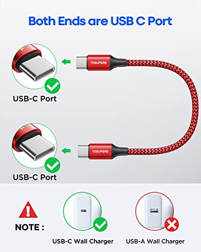 Cabo USB C para USB C [1ft, 2-Pack], 60W Carregamento rápido Tipo C para o cabo C Tipo C Suritado para o Samsung