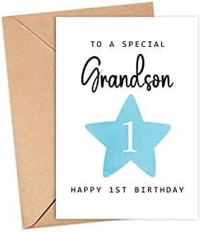 Moltdesigns para um neto especial - Feliz 1º cartão de aniversário - 1 idade - um ano de idade - Primeiro cartão de aniversário para meninos - cartões de aniversário fofos para crianças - filho - cartão de aniversário neto - cartão neto