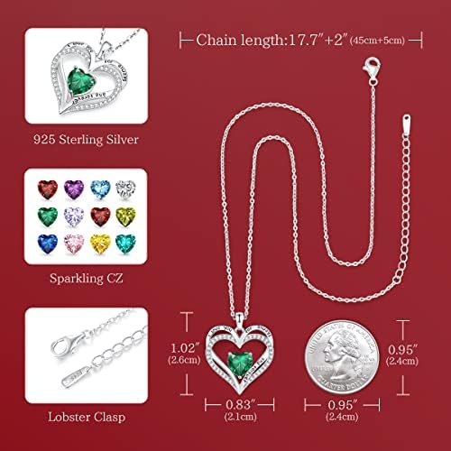CDE S925 Sterling Silver Love Heart Gold Pingnd Pingente colar para mulheres Birthstone Esposa Mã