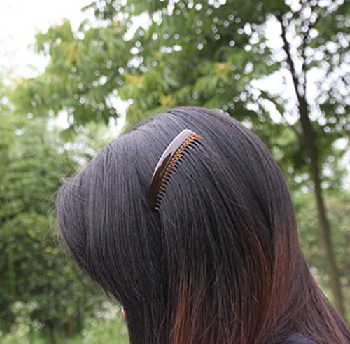 Yeshan 3,2 pente lateral de cabelo de plástico com dentes pente de pente de cabelo para mulheres, marrom