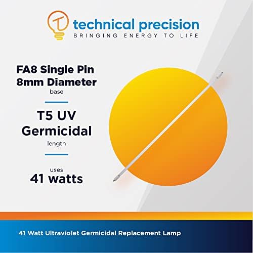 Substituição técnica de precisão para padeiro UV Bulbo G36T5 41W Lâmpada germicida ultravioleta 41W com base de pino único fa8 - para purificadores de ar e água - 1 pacote