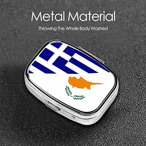 Bandeira da Grécia e Chipre Square Mini Box Box Metal Medicine Organizer Travel Friendly Portable Pill Case