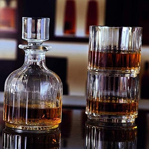 Decanter de uísque para bebidas alcoólicas definidas para bourbon ou vinho de bebidas alcoólicas, inclui 2 copos de uísque