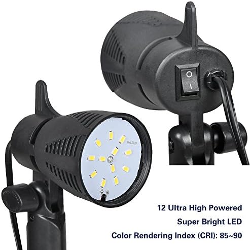EMART Photography LED Lâmpada de luz contínua 5500K Câmera portátil Iluminação fotográfica para a mesa Top Studio - 2 conjuntos