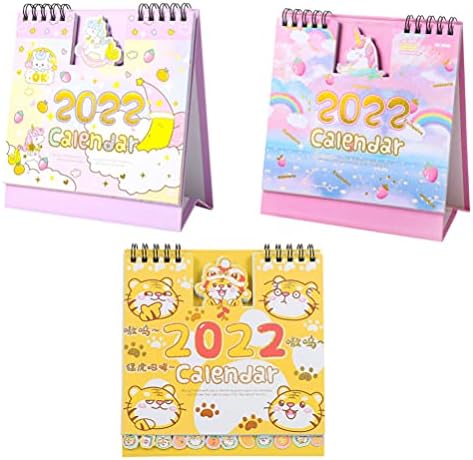 NUOBESTY CRIANÇAS PRESENTES 2022 CALENDÁRIO DE Mesa 3pcs Sobe o calendário do calendário do calendário Ano do calendário do calendário