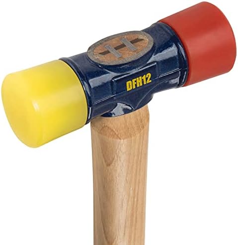 Estwing - martelo de borracha DFH -12 - martelo de face dupla de 12 oz com pontas macias/duras e alça de madeira - DFH12, preto vermelho