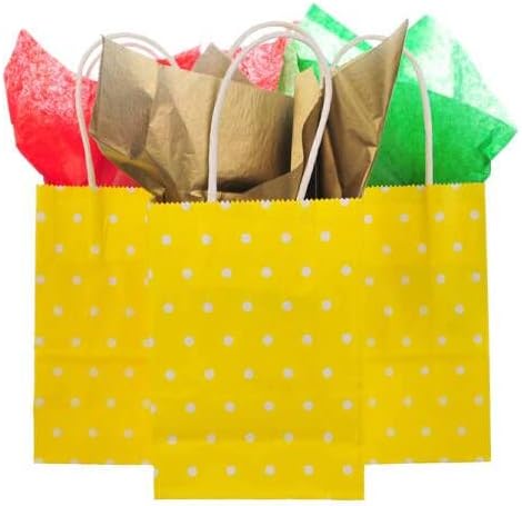 Saco de papel amarelo pequeno com alça de festas saco de favor 6x4.5x2,5 polegadas para casamento de aniversário de bebê