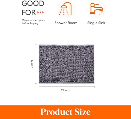 LifeWit Tapete de banheiro extra macio, tapete de banho de chenille absorvente, tapetes de pelúcia sem escorregões para banheiro,