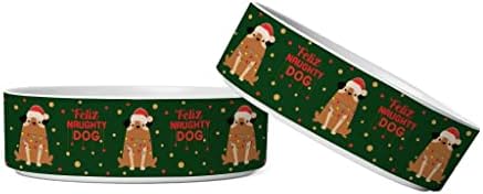 Tigela de animais de estimação de cachorro travessa - tigela de cachorro de Natal - Boneca engraçada de comida de estimação