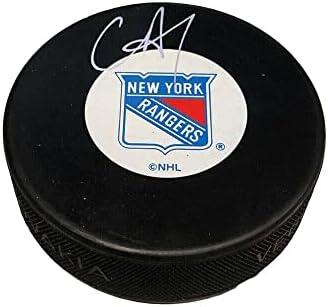 Chris Drury autografou o New York Rangers Puck - Pucks autografados da NHL