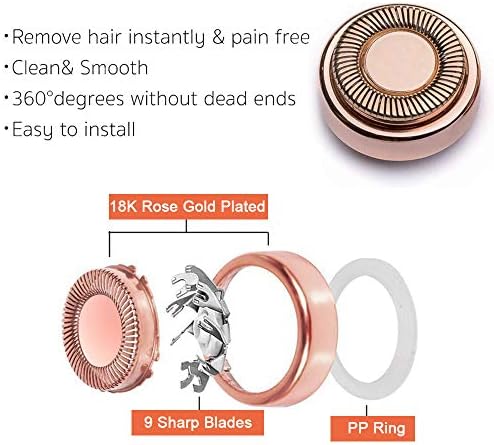 Cabeças de substituição de removedor de cabelo facial da geração 1 - Compatível com o acabamento Touch Touch Ferramenta de remoção de cabelo facial impecável para mulheres, como visto na TV 18K Gold Gold Gold 2 contagem, geração 1