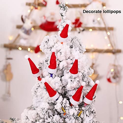 OnesWi Christmas Papai Noel Hats Tillers - Supplies de decorações de mesa de jantar de jantar de festa para festas, para doces, garrafa de vinho tinto, pirulito, garfo de faca, 10pcs mini chapéus de Papai Noel