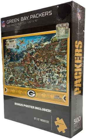 Youthefan NFL Green Bay Packers Joe Journeyman NFL Puzzle & Bonus Poster, Team Colors, 15 x 20