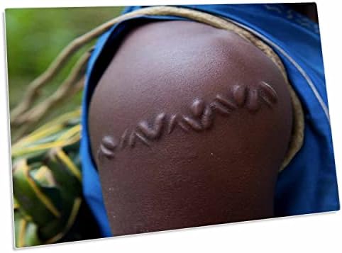 Garota local 3drose com cicatriz típica, ilha de Tanna, Vanuatu - Mat de Monta