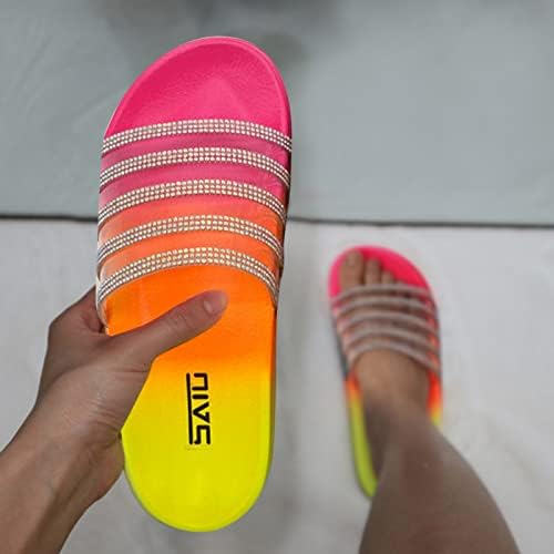 Flippers de casa para mulheres deslizamentos planos em sandálias para femininos de chuveiros de chuveiro de dedo do pé para
