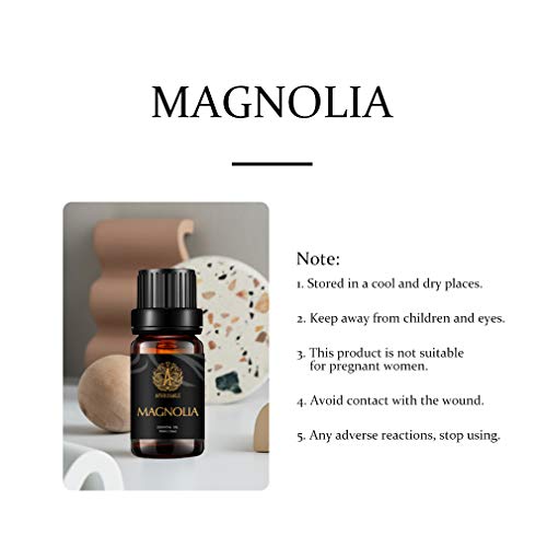 Óleo essencial da magnólia orgânica para difusor, 10ml de óleo essencial de magnólia pura para umidificador, aromaterapia com óleo essencial magnólia para massagem, casa, óleo de magnólia para fabricação de sabão, fabricação de velas