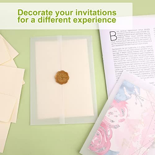 Papel de pergaminho de 50pcs para convites, jaqueta de velicum translúcida de 5x7 polegadas de 5x7 polegadas para convites de casamento
