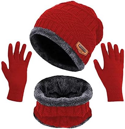 Pacote de 3 pacote de inverno chapéu de gorro quente conjuntos de cachecol sexo feminino homem desleixado ciclismo de ciclismo lenço