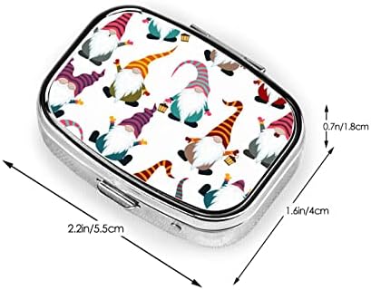 Xmas Gnomos engraçados Caixa de comprimidos diários de mini viagens portátil - Lembrete de comprimidos quadrados, caixa de vitamina