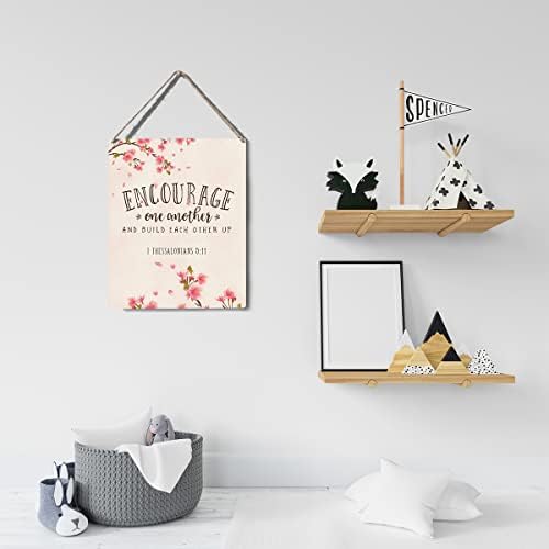 Decoração do sinal do verso da Bíblia Pink Incentive Christian Wooden Sign Plate Wall Posters Artwork 10 ”x8” Perfect Home Office Decoration