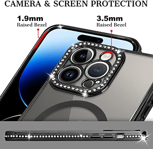 Kanghar para iPhone 14 Pro Max Case de telefone Magnetic Glitter Spirly Clear Luxury Plating Bumper Diamante