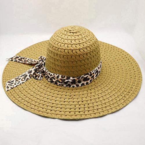 Chapéus de palha para mulheres larga chapéu de sol feminino fluppy leopardo boné palha de palha de verão chapé de beisebol baps de beisebol