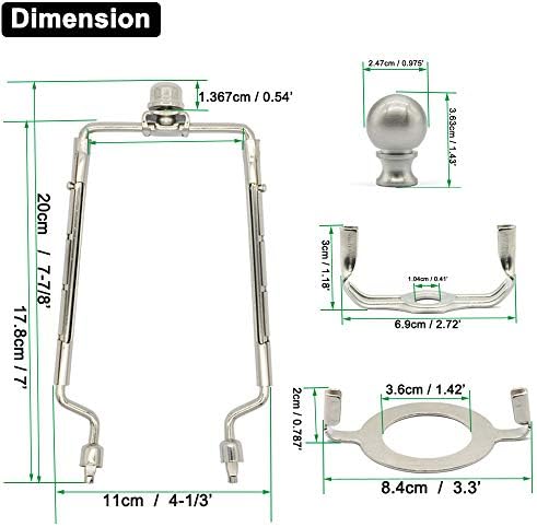 7 8 9 9 10 polegadas Lâmpada de lâmpada Harpa, kit de harpa de lâmpada ajustável, ajuste a haste de lampe padrão e o adaptador