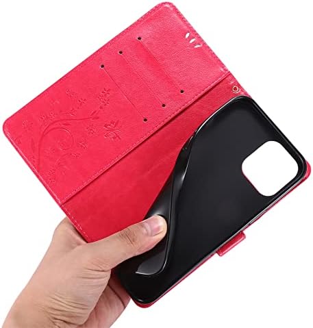 Lemaxelers compatíveis com iPhone 13 Pro Max Wallet Case PU Lather Bling Diamonds Butterfly em relevo com caça -níqueis de cartão