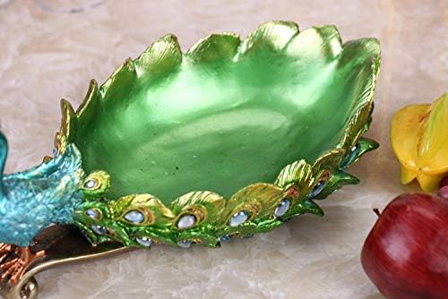 Shjdlsb resina artesanato bandeja de frutas de pavão caseira sala de café decoração ornamentos