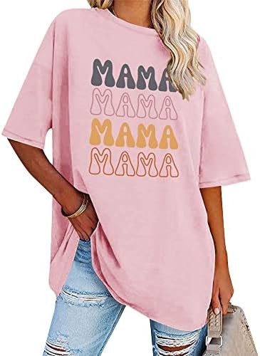 Sleity feminino mama camisa de grandes dimensões camisetas gráficas para mulheres solteiras de verão blusas casual mamãe tops