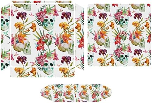 Caveira com flores adesivo de adesivo de pvc adesivo de protetor de pele para ps4 pro/ps4 controlador slim