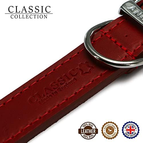 Ancol Heritage Leather Collar Red 39-48cm Tamanho 5