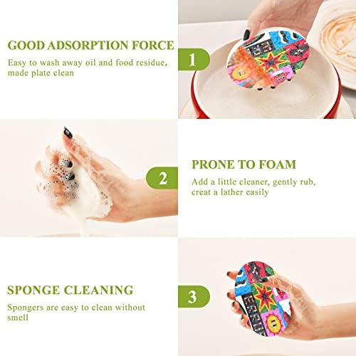 Kigai 3 PCs Limpeza Esponja Esponja Odor Ponto de limpeza de cozinha grátis para lavar pratos esponja de polpa de madeira