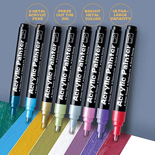 Canetas de tinta acrílica fumile, 48 cores marcadores de tinta com cor metálica, cor normal.