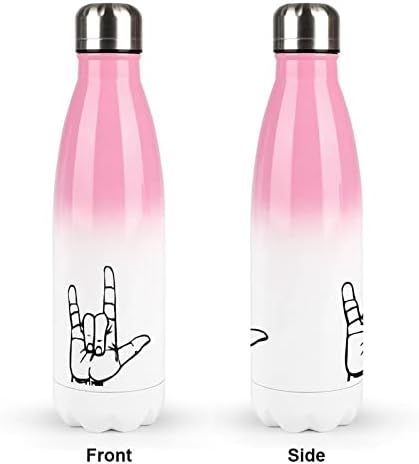 ASL American Sign Language I Love You 17oz Sport Water Bottle Bottle Stainless Aço a vácuo Isolado em forma de cola