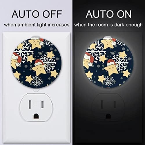 2 Pack Plug-in Nightlight Night Night Light Cute Christmas Stars Flakes de neve com sensor do anoitecer para o quarto para