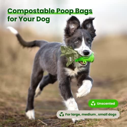 [16 rolos] Sacos de cocô de cães compostáveis-rolos de recarga sem perfume, grossos, sem plástico e à prova de vazamentos, sacos de resíduos de cães ecológicos e biodegradáveis, certificados por BPI e OK Compost, contagem de 240