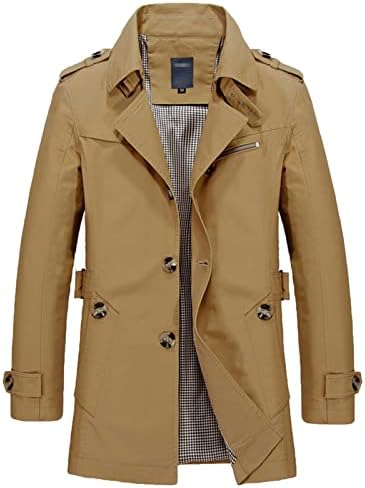 CTTELA MEN MEN Trench Coat Breakbreaker de bola de vento de lapela Parka Casual Business sobretudo casaco de casaco comprido