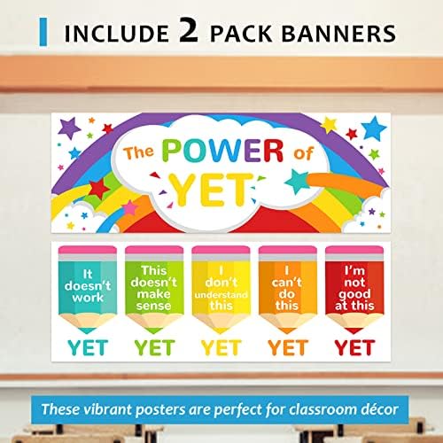 2 Pacote de pacote de decoração de sala de aula Posters de banner para professores, banner de mentalidade positiva/inspiradora/de