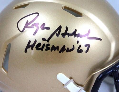 Roger Staubach assinou o mini capacete da marinha da marinha com Heisman -Beckettw Holo - Mini capacetes autografados