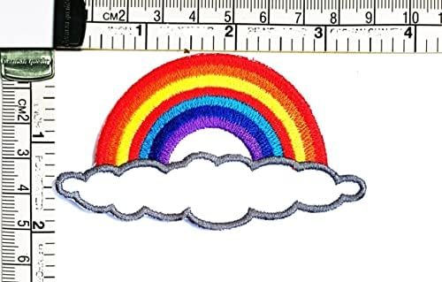 Kleenplus 3pcs. Nuvens de arco -íris de desenho animado costuram ferro em adesivo de apliques bordados de adesivo artesanal de roupas artesanais