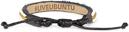 Ubuntu Life Skinny Love Bracelet de couro com contas - pulseira de contas de vidro feita à mão com fechamento de slides e