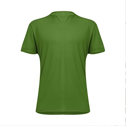 Camisetas masculinas Casual Casual Color Sólida V-Gentleman Decelagem de Manga Curta Camisetas de T-shirt de Fitness