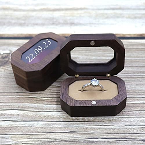 Caixa de anel de madeira personalizada para a cerimônia de casamento proposta personalizada anel da caixa de noivado da caixa de noivado