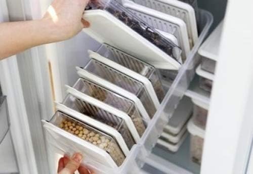 Organizador da geladeira de cozinha, bandejas de armazenamento de geladeira e freezer grandes+alimentos com tampas L1+L2, conjunto