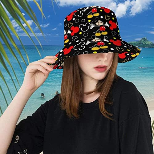 Chandeiro de caçamba de rato de desenho animado para mulheres homens adolescentes, chapéu reversível compacível Sun Packable Fisherman Cap