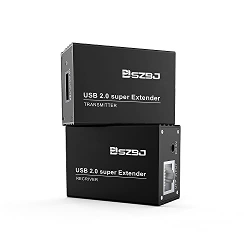 Extender SZBJ USB sobre RJ45 Cat5E/6 até 230 pés Ethernet Extender com adaptador de energia com 2 saída USB2.0 -