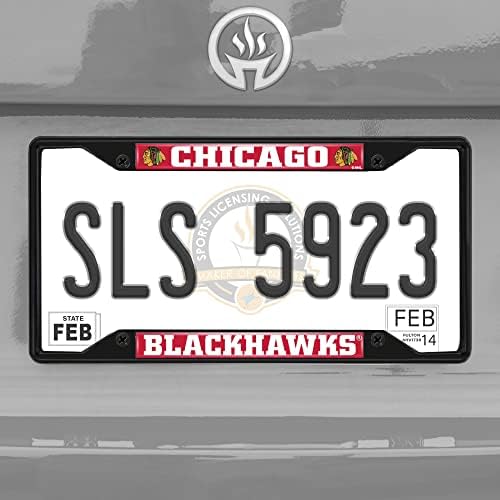 Fanmats 31380 Chicago Blackhawks Metal Plate Frame Black acabamento preto