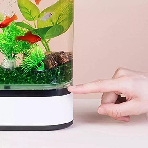 N/A GEOMETRIA MINI LAZAY FISH TANK AQUARIUIO AO AQUISTRO AUTOMENTO COM 7 CORES AQUARIUIO DE ESCRITÓRIO LIGADO DE LIGHT HOME