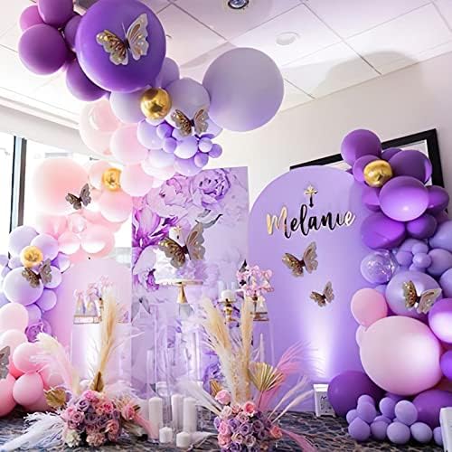 Balões roxos e brancos do Partywoo, 60 PCs 12 polegadas de balões roxos, balões de lavanda, balões roxos profundos, balões brancos para decorações roxas, decorações de lavanda, decorações de festa roxa
